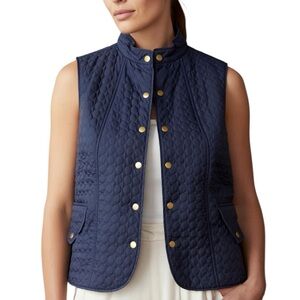 TANJAY Navy Blue Quilted Snap Button Vest